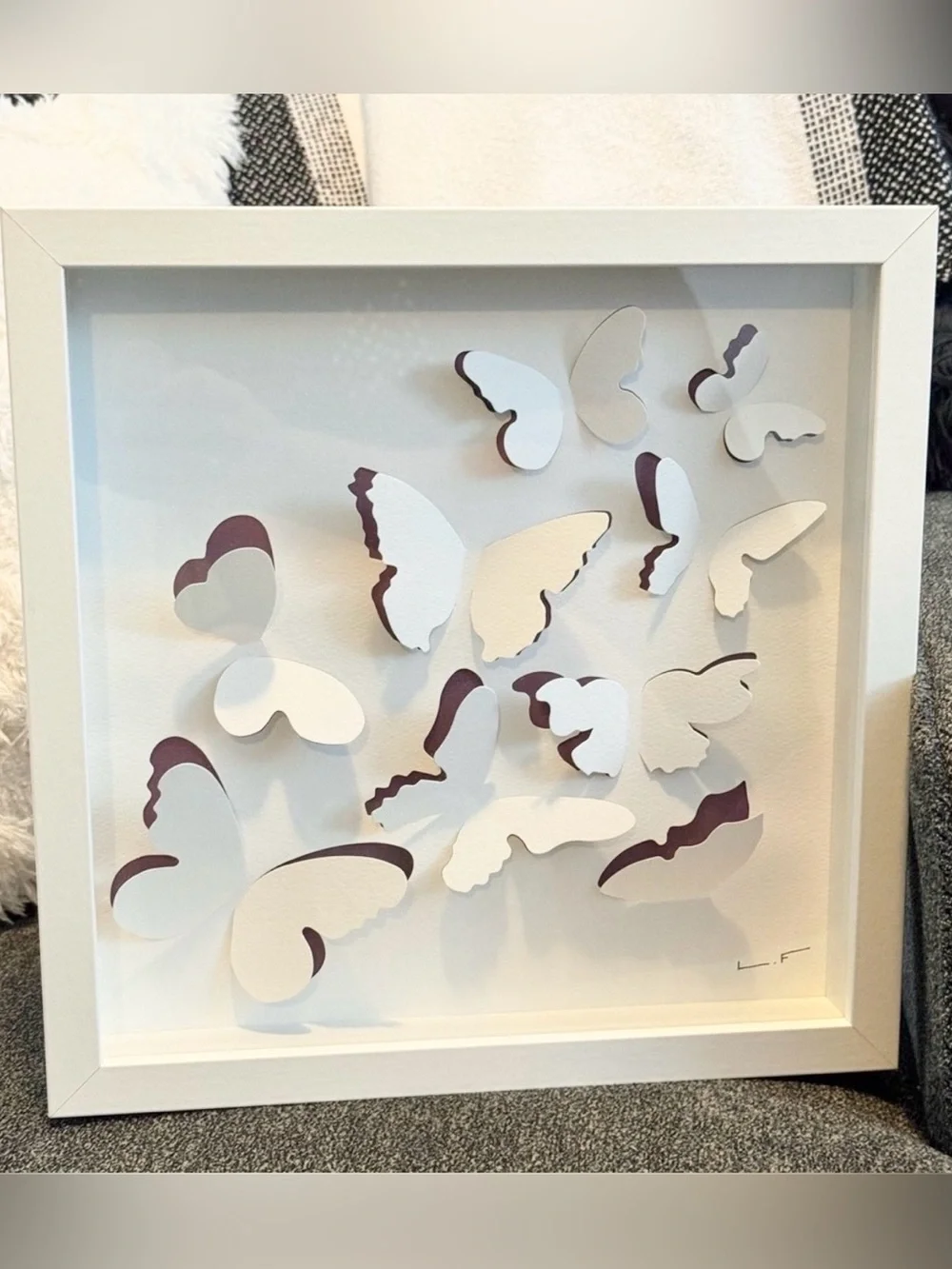 3D Butterfly Wall Art Shadow Box by Lola Fraser Purple & White IKEA OLUNDA